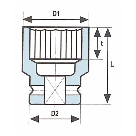 1 1 2 inch 12 point standard length impact socket half section