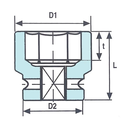 1 1 2 inch 6 point standard length impact socket half section