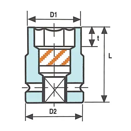 1 2 inch 6 point magnetic impact socket standard length half section