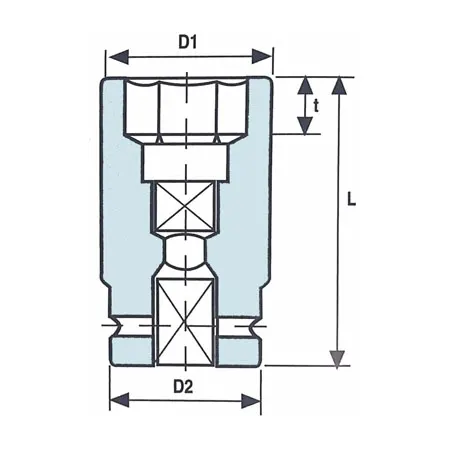 1 inch square drive bud wheel impact sockets half section