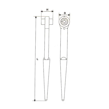 flat open ratchet wrench half section