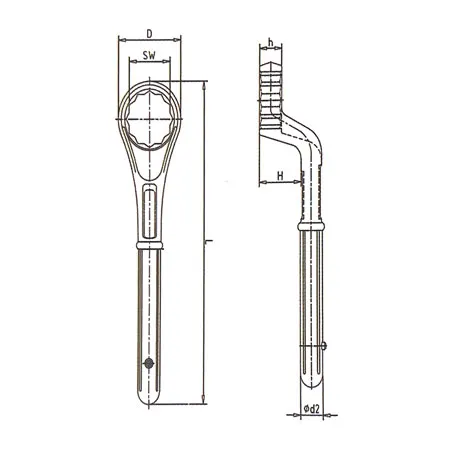 heavy duty offset ring tubular wrenches half section
