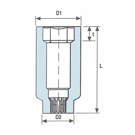 no 5 spline drive 6 point long length impact socket half section